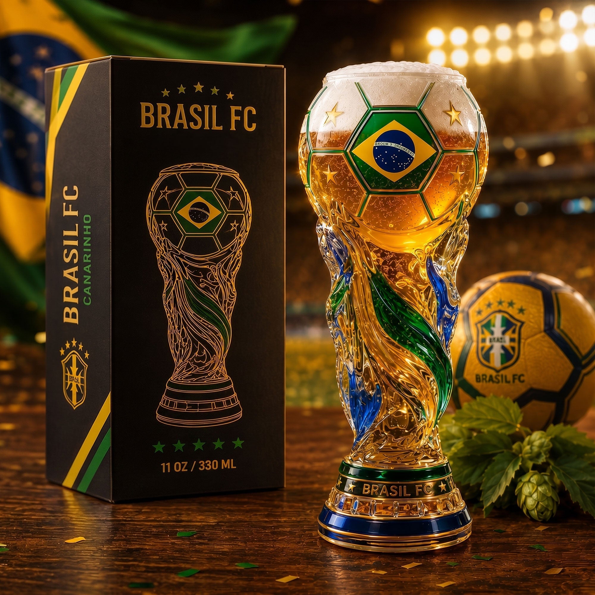 Premium BRZ Soccer Trophy Beer Glass TNSM