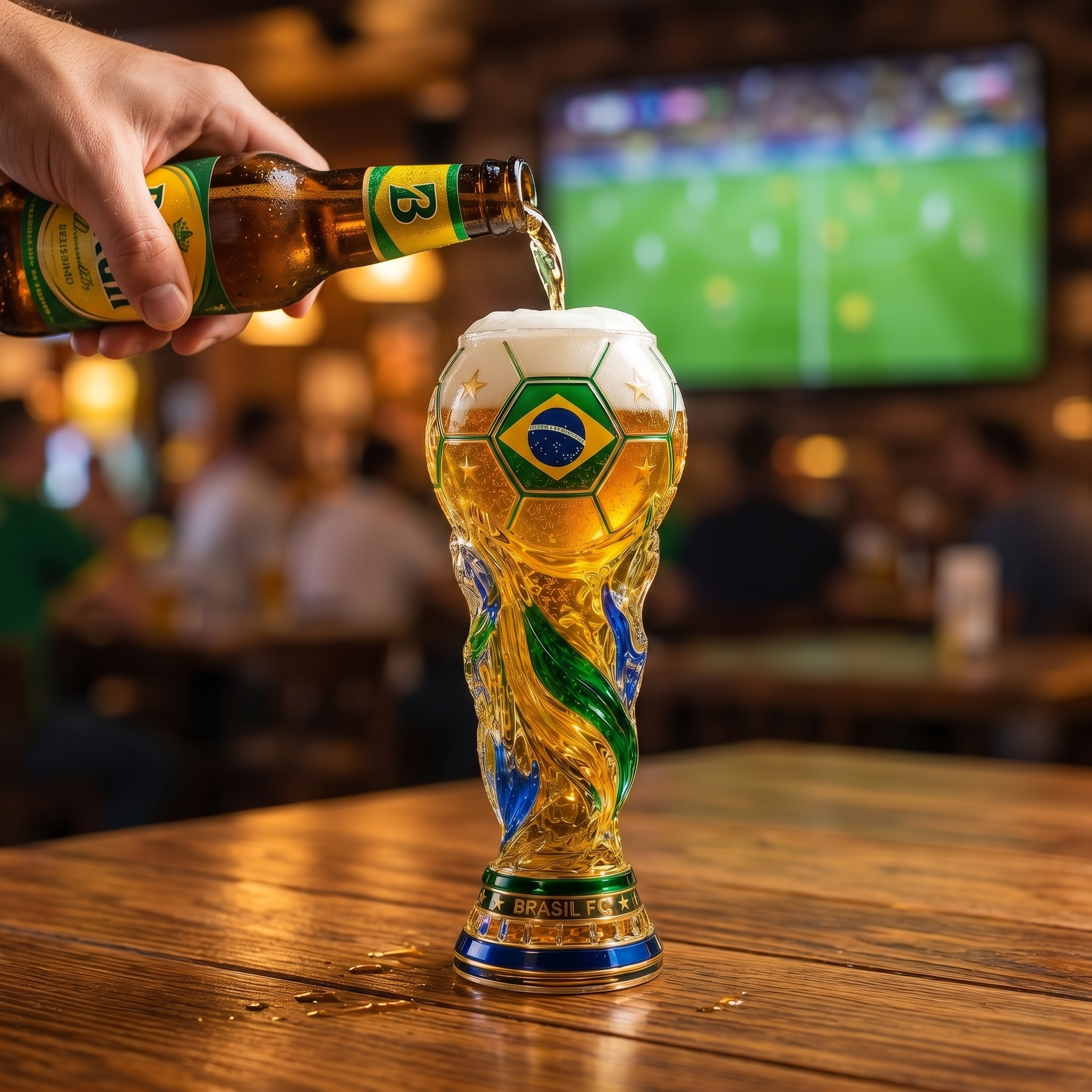 Premium BRZ Soccer Trophy Beer Glass TNSM
