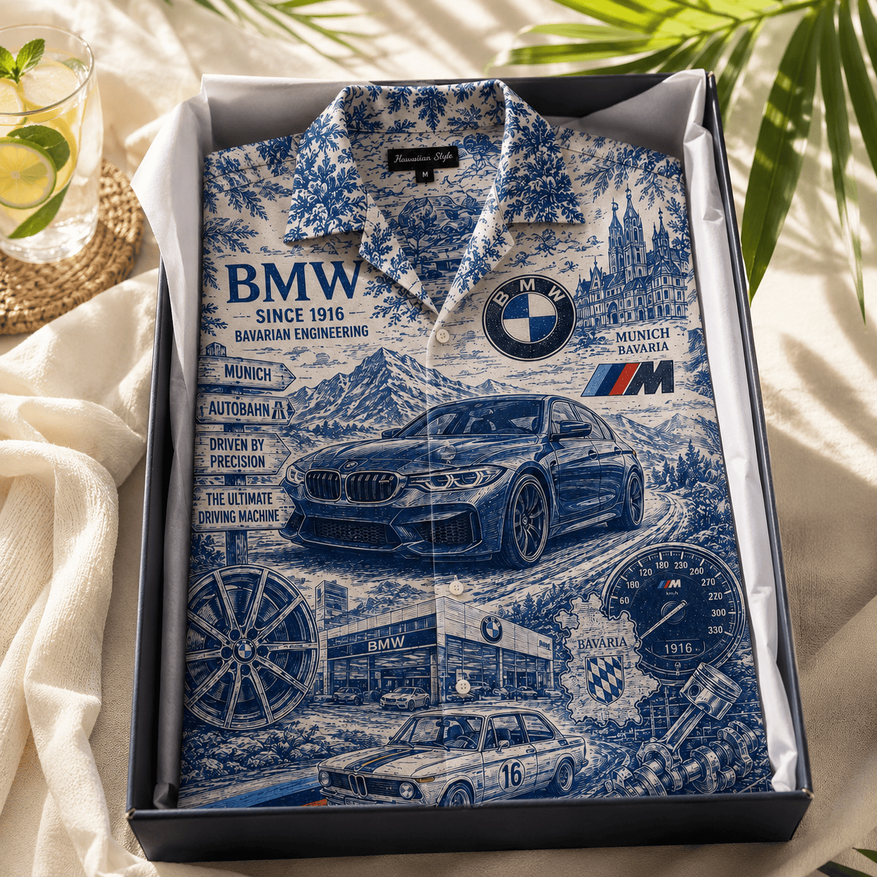 PREMIUM BW HAWAIIAN SHIRT LNTH